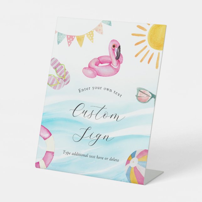 Pool Party Birthday Custom Text Sign (Front)