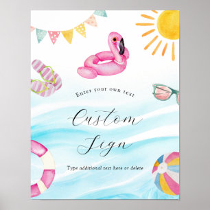 Pool Party Birthday Custom Text Sign