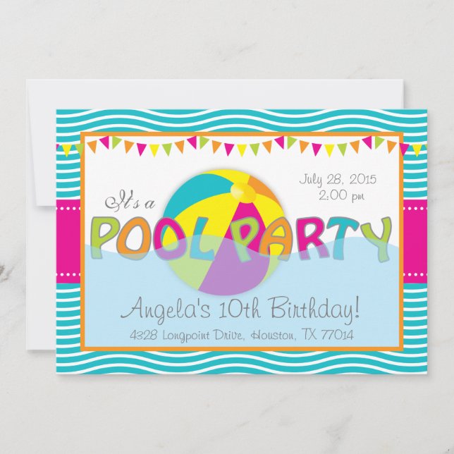 Pool Party Birthday Girl Invitation (Front)