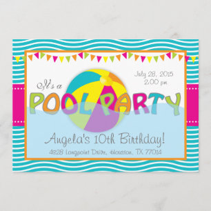 Pool Party Birthday Girl Invitation