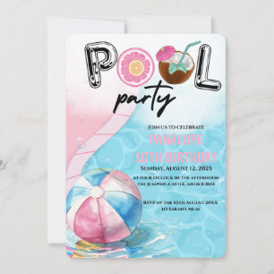 Pool party birthday Invitation