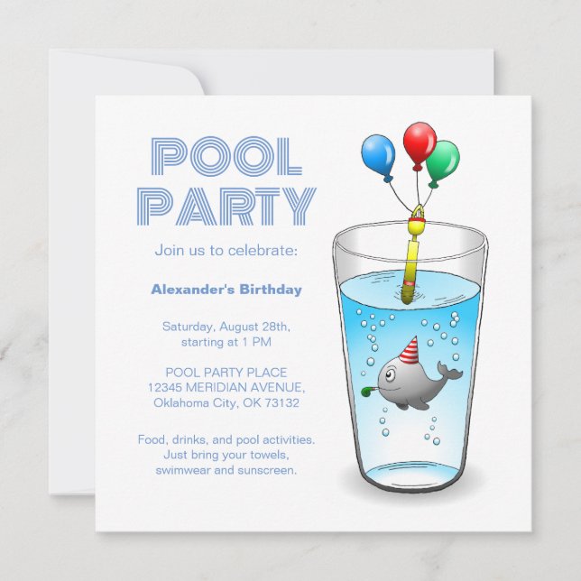 Pool Party Birthday Invitation (Front)