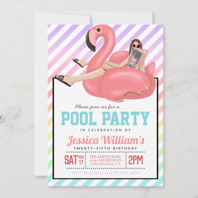 Pool Party Birthday Invitation (Front)