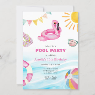 Pool Party Birthday Invitation