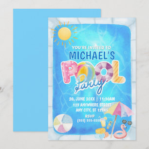 Pool Party Birthday Invitation