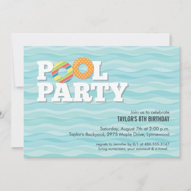 Pool Party Birthday Invitation (Front)