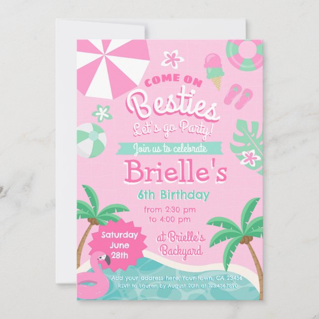 Pool Party Birthday Invitation (Front)