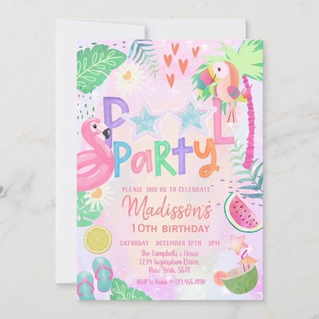 Pool Party Birthday Invitation (Front)