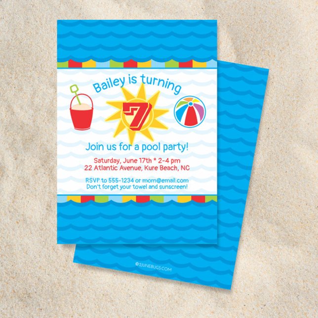 Pool Party Birthday Invitation Primary Colours (Creator Uploaded)