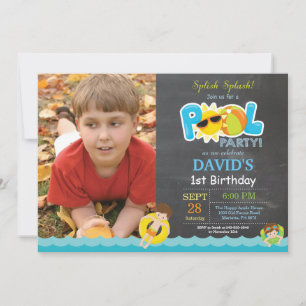 Pool Party Birthday Invitation Splish Splash Boy