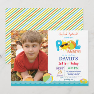 Pool Party Birthday Invitation Splish Splash Boy
