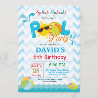 Pool Party Birthday Invitation Splish Splash Boy