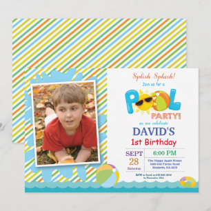 Pool Party Birthday Invitation Splish Splash Boy