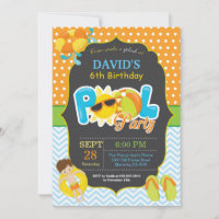Pool Party Birthday Invitation Splish Splash Boy