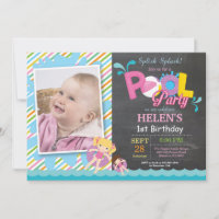 Pool Party Birthday Invitation Splish Splash Girl