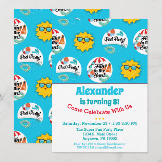 Pool Party Birthday Invitation Swimming Summer