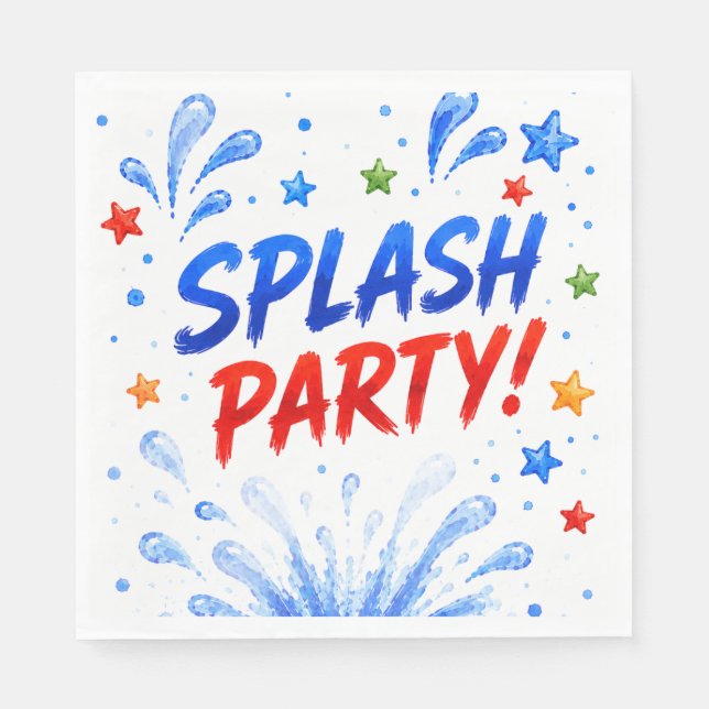 Pool Party Birthday Napkins (Front)
