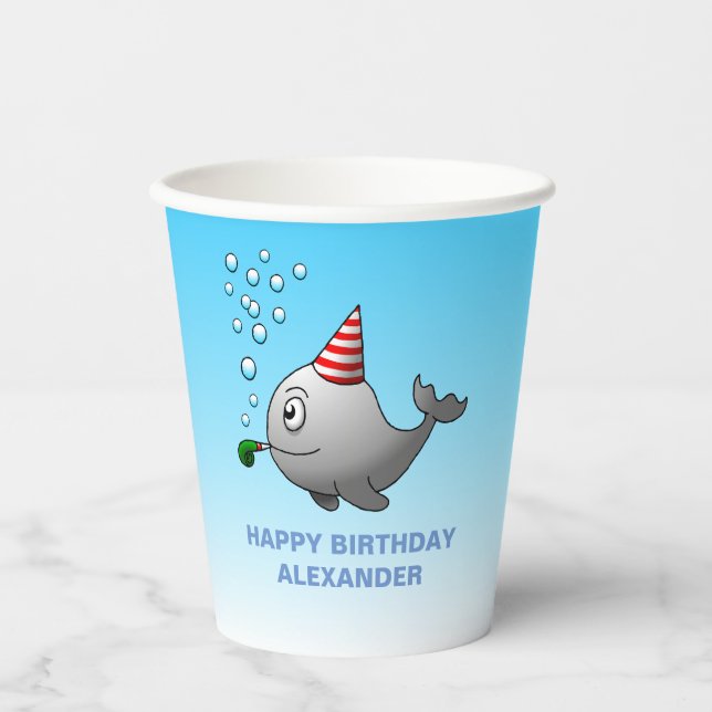 Pool Party Birthday Paper Cups (Front)