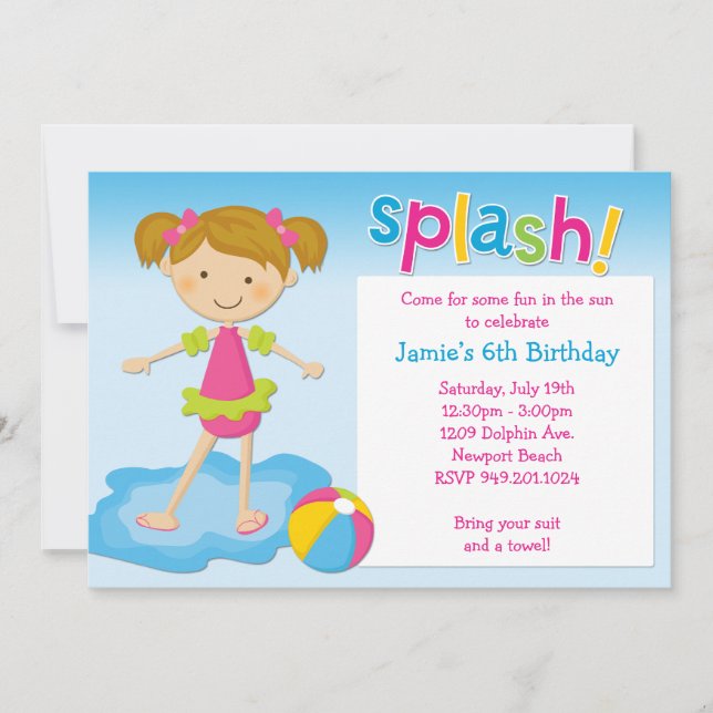 Pool Party Birthday Party Invitation (Front)