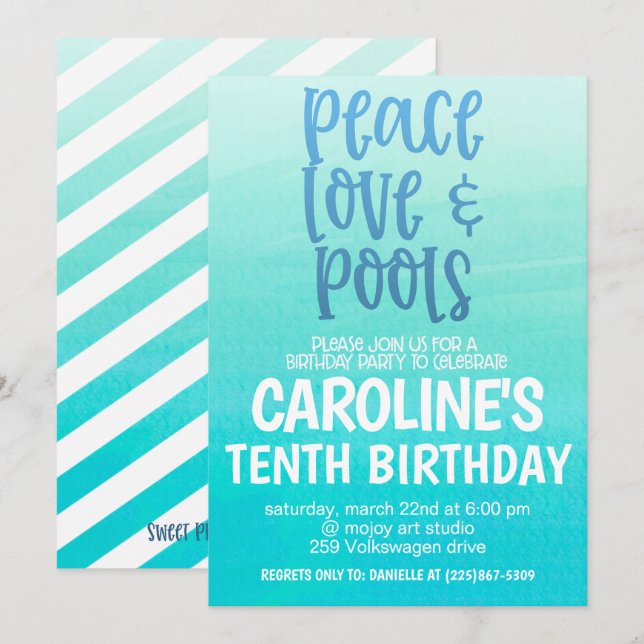 Pool Party Birthday Party Invitation (Front/Back)