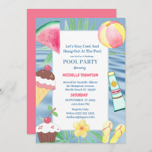 Pool Party Birthday Party Invitation