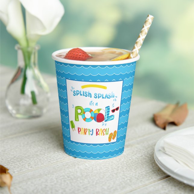 Pool Party Birthday Party Paper Cup - Boy (Insitu)