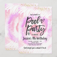 Pool Party Birthday Pink Tie Dye Pool Party