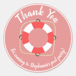 Pool Party Birthday Stickers