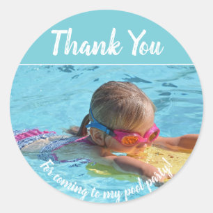 Pool Party Birthday Stickers Add own Photo