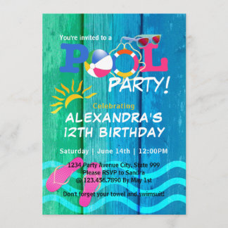 Pool Party Birthday Summer Fun Card