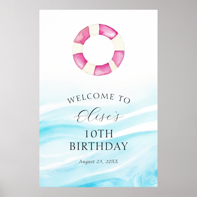 Pool Party Birthday Welcome  Poster (Front)