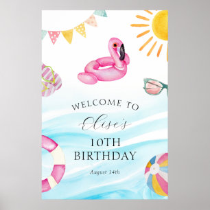 Pool Party Birthday Welcome Poster