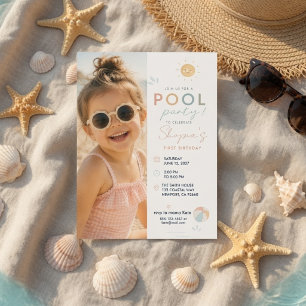 Pool Party Birthday with Photo Summer Invitation