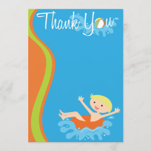 Pool Party Blonde Boy Thank You Card