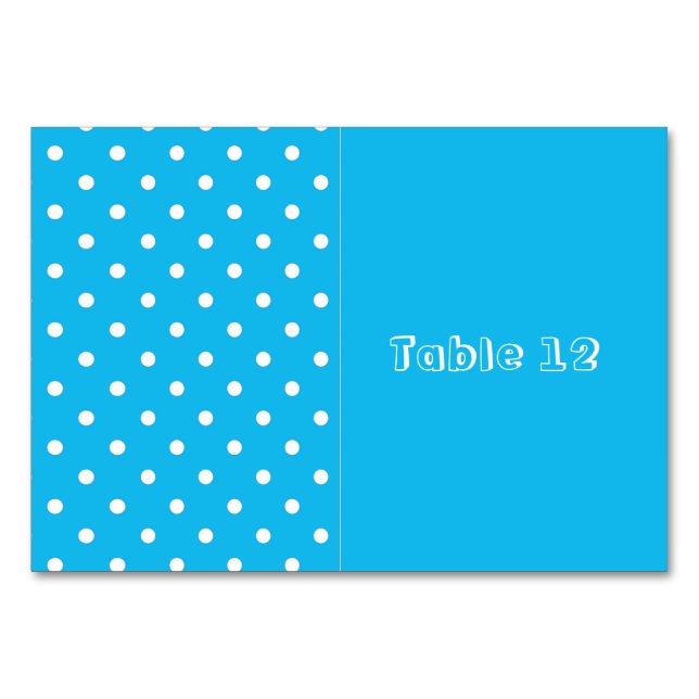 Pool Party Blue Polka Dot Table Cards (Front)