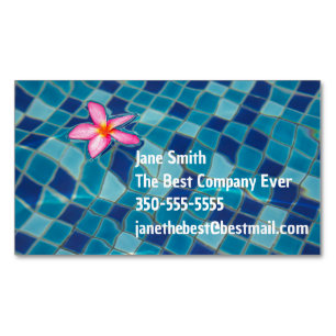 Pool party blues pink flower floating color pop magnetic business card