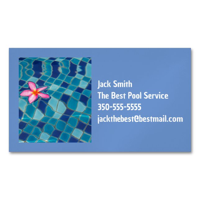 Pool party blues pink flower floating colour pop  magnetic business card (Front)