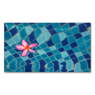 Pool party blues pink flower floating pop colour magnetic business card
