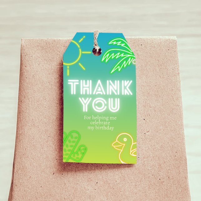 Pool Party Boy Birthday  Gift Tags (Boy Birthday Pool Party Gift Tag Favor Tag)