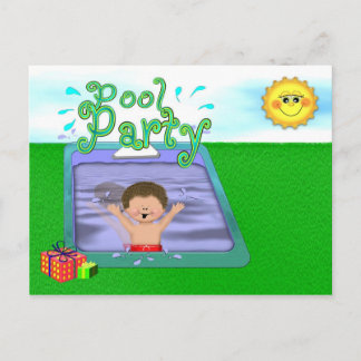 Pool Party Boy Invitation Postcard