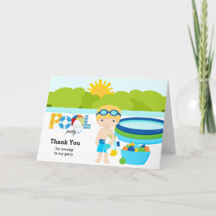 Pool Party boy Thank You Card