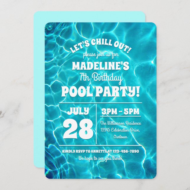 Pool Party Celebration Invitation (Front/Back)