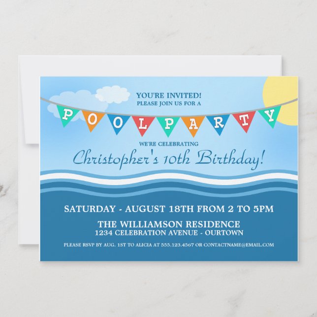 Pool Party Celebration Invitations (Front)