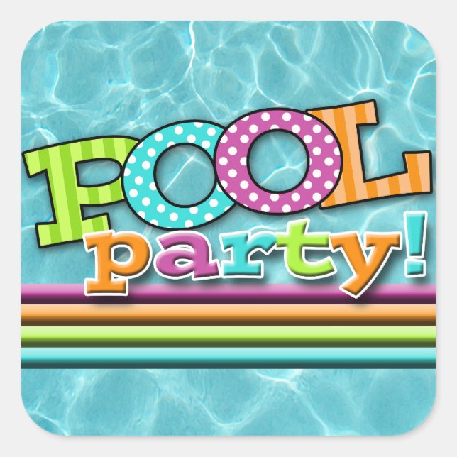 Pool Party Celebration Square Sticker (Front)