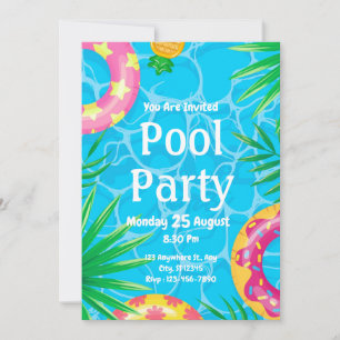 Pool Party Celebration Summer Birthday Invitation