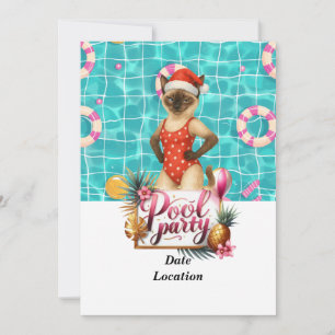 Pool Party Christmas in July for Cat Lovers Invitation