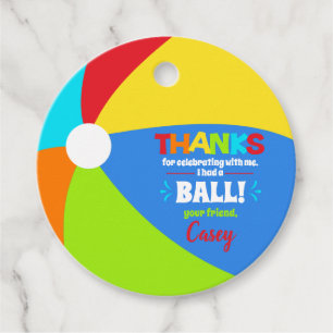 Pool Party Colourful Beach Ball Favour Tags