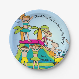 Pool Party Customised Thanks Birthday Paper Plate
