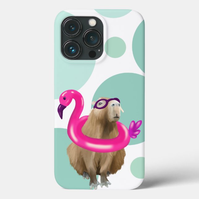 Pool Party Cute Capybara With Pink Flamingo Float  Case-Mate iPhone Case (Back)