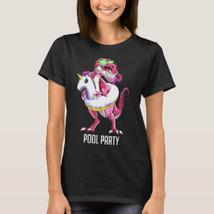Pool Party Cute Dinosaur Unicorn Float Summer Vaca T-Shirt